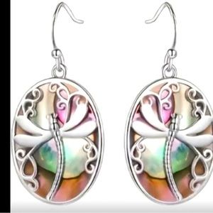 Silver Dragonfly Hanging Earrings - New
